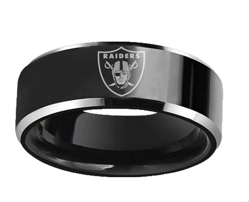 Design Oakland Raiders Team Logo Rings Black Titanium Steel FOOTBALL Championship Ring Jewelry