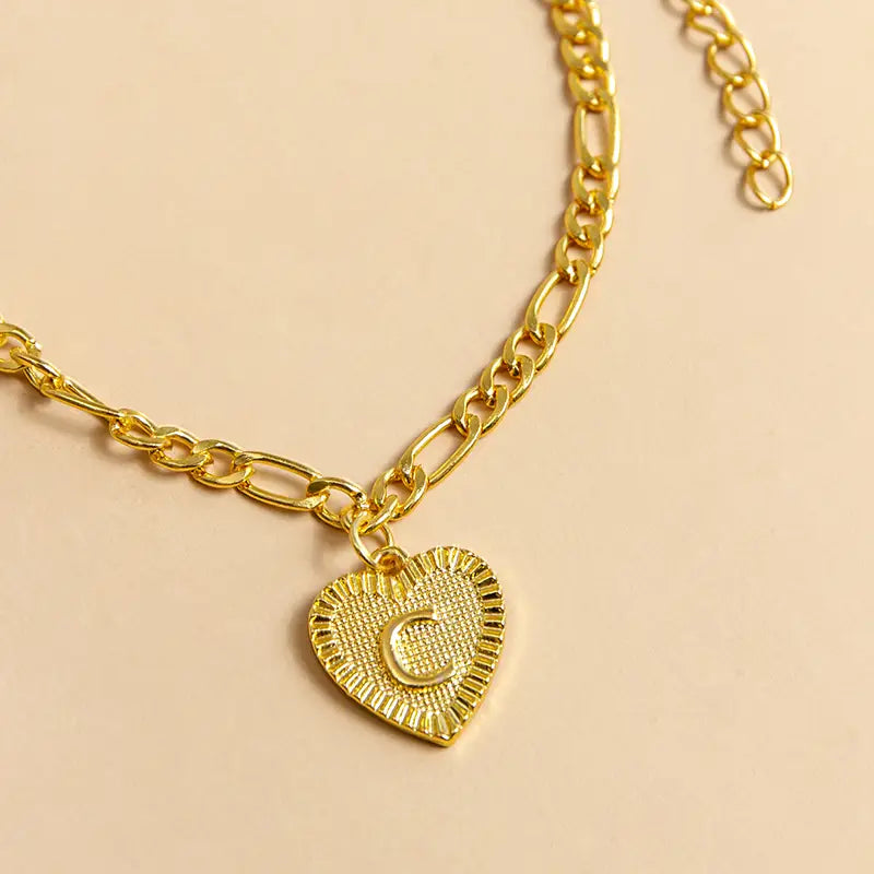 Initial Letter Anklet Gold Color Heart Pendant Foot Bracelets Women