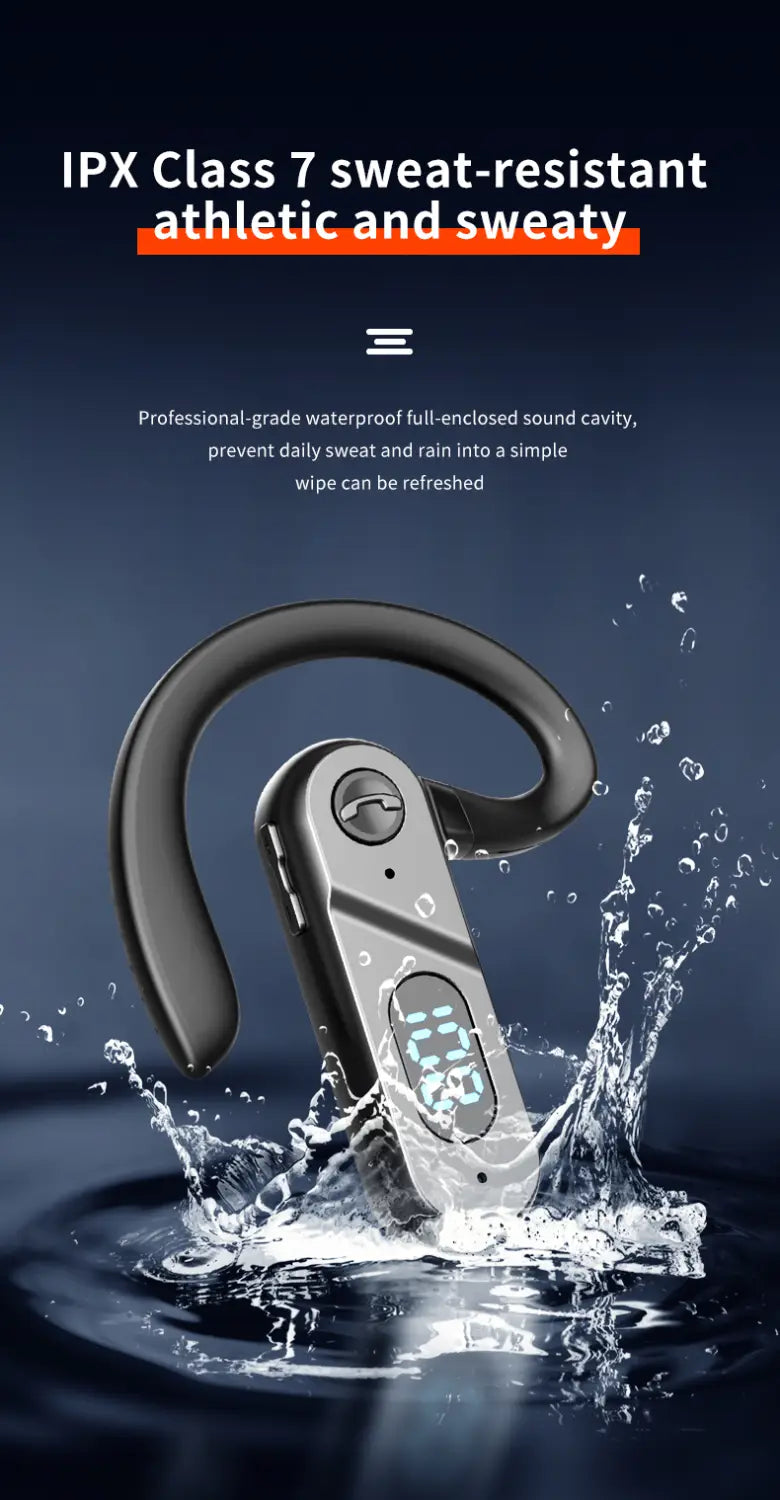 V28 Bluetooth Headset New Bone Conduction Concept Without Ear-Hook Digital Display Power Single-Ear Voice Control