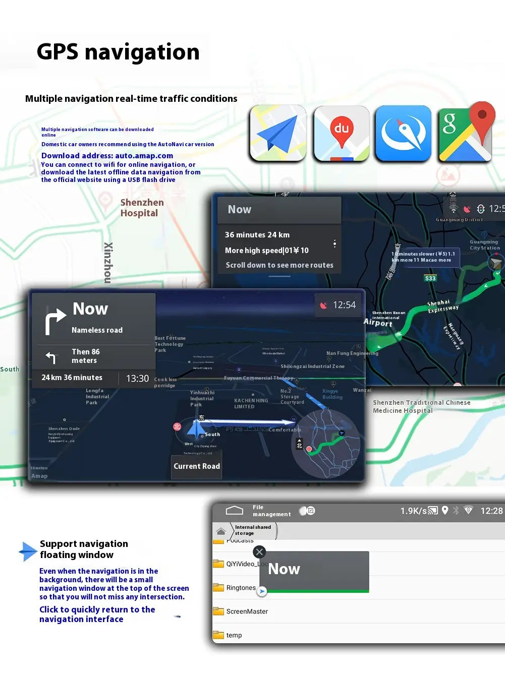 New Android 9-inch Car Bluetooth GPS Navigation Integrated Host
