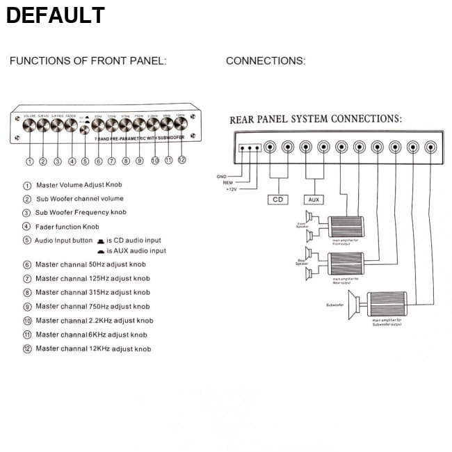 7 Band Audio Amplifiers Equalizer with Subwoofer Output and RCA Input CN Car Graphic Equalizers