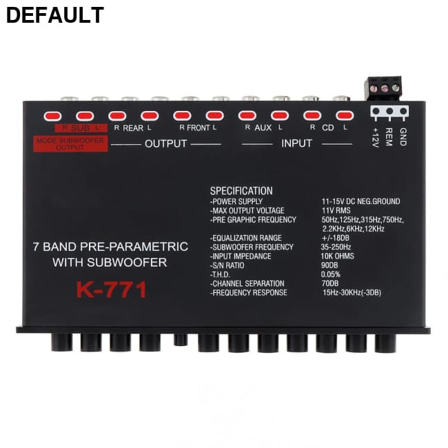 7 band Car Audio Amplifiers Equalizer EQ Frequency Adjustable RCA Input for Portable Devices + Subwoofer Output