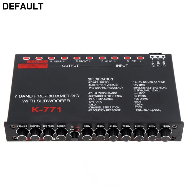 7 band Car Audio Amplifiers Equalizer EQ Frequency Adjustable RCA Input for Portable Devices + Subwoofer Output