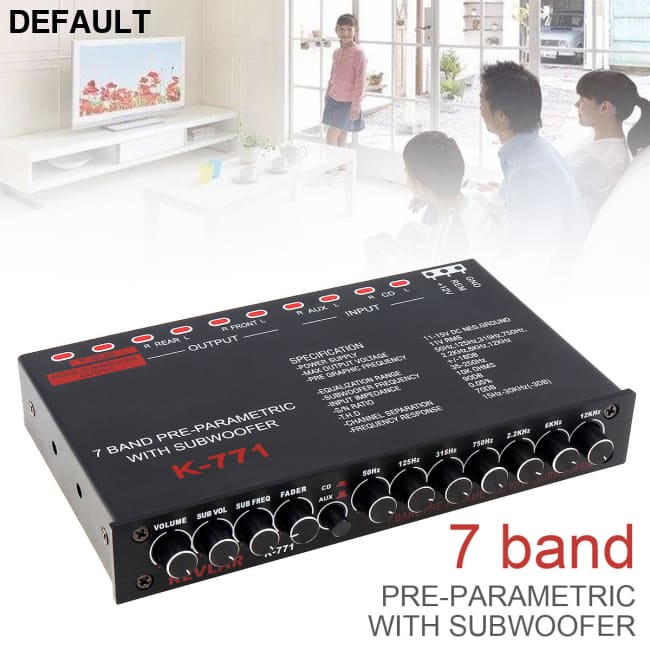 7 band Car Audio Amplifiers Equalizer EQ Frequency Adjustable RCA Input for Portable Devices + Subwoofer Output