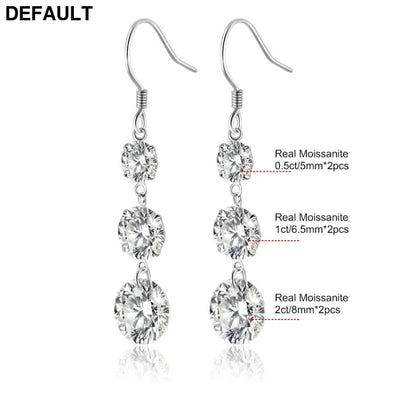 7 Carat Moissanite Dangle Earrings for Women D Color Lab Diamond Long Earring 925 Silver Hoops Wedding Engagement Fine