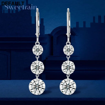 7 Carat Moissanite Dangle Earrings for Women D Color Lab Diamond Long Earring 925 Silver Hoops Wedding Engagement Fine