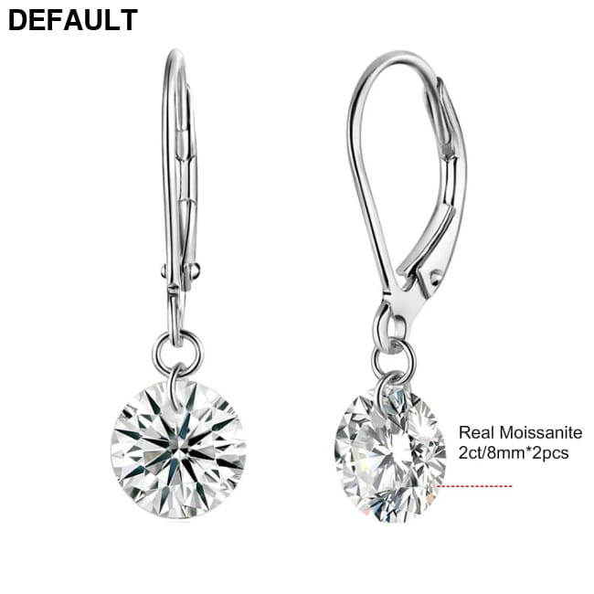 7 Carat Moissanite Dangle Earrings with Silver Hoops Wedding Fine Jewelry 2.0ct and 1 / Full Sterling