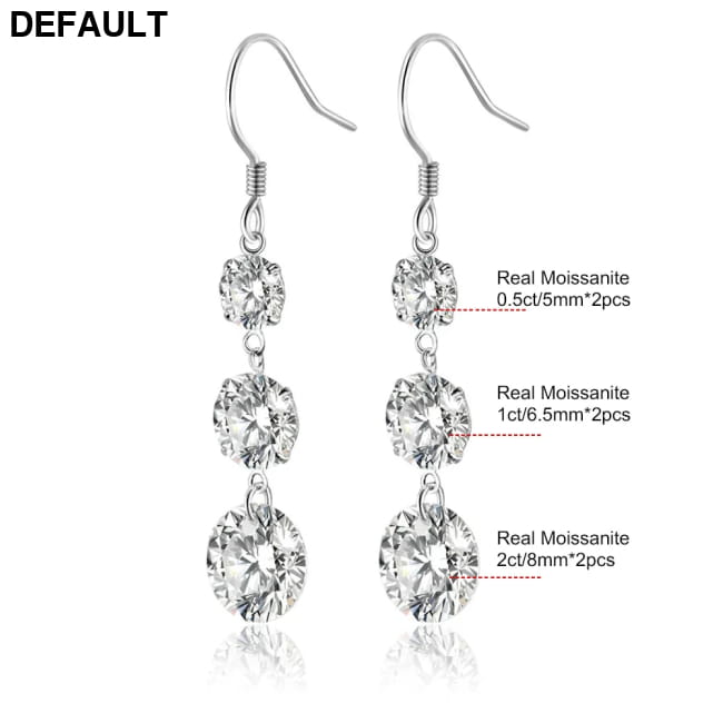 7 Carat Moissanite Dangle Earrings with Silver Hoops Wedding Fine Jewelry 3.5ct and 1 / Full Sterling
