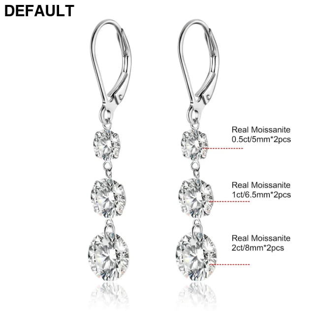 7 Carat Moissanite Dangle Earrings with Silver Hoops Wedding Fine Jewelry 3.5ct and / Full Sterling