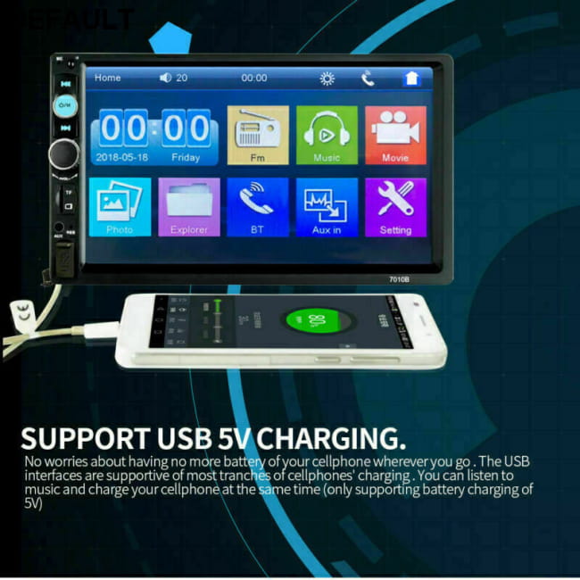 7-inch Bluetooth Car MP5 Player Black Audio Receiver Motor Vehicle A/V Players & In-Dash Systems