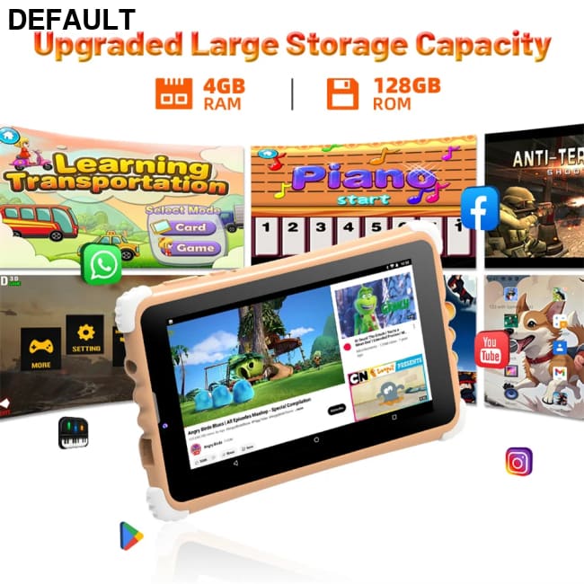 7 Inch Kids Tablet 4GB RAM 128GB ROM Android 15.0 MTK8321 Quad Core Dual Camera WIFI 1024*600 IPS Screen Childrem’s