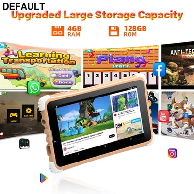 7 Inch Kids Tablet 4GB RAM 128GB ROM Android 15.0 MTK8321 Quad Core Dual Camera WIFI 1024*600 IPS Screen Childrem’s