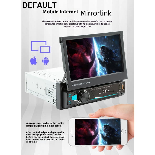 7-inch Telescopic Screen Vehicle-borne Bluetooth Player Car Audio Receiver Motor Vehicle A/V Players & In-Dash Systems
