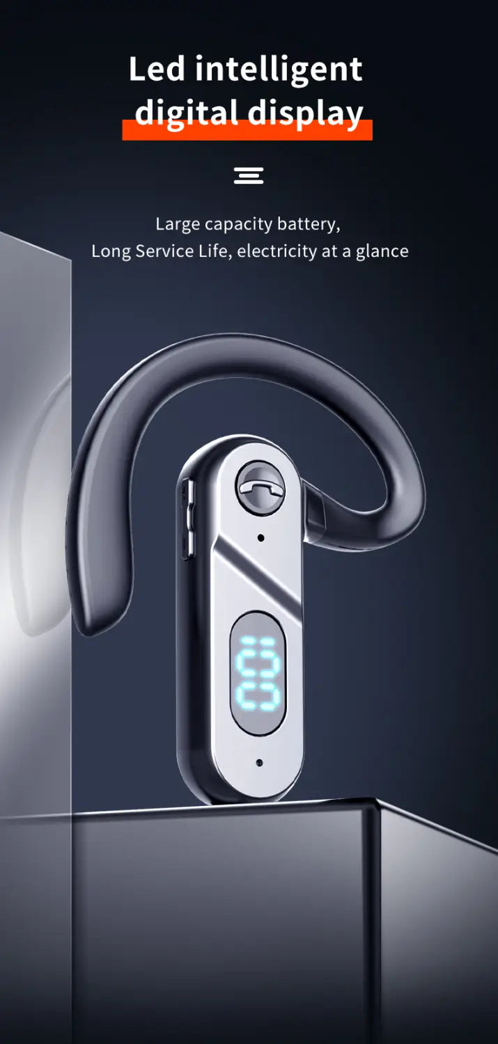 V28 Bluetooth Headset New Bone Conduction Concept Without Ear-Hook Digital Display Power Single-Ear Voice Control