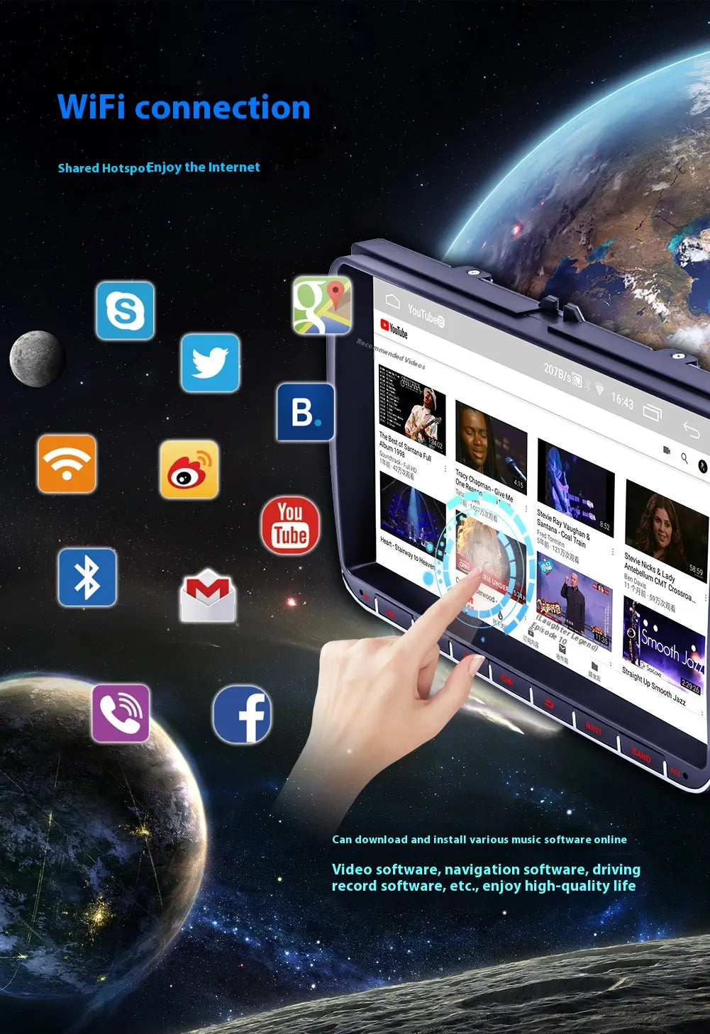 New Android 9-inch Car Bluetooth GPS Navigation Integrated Host