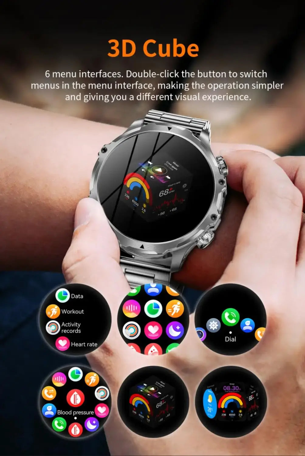 AK75 Smart Watch Flashlight Men Outdoors Sports Fitness Tracker 700mah Large Battery BT Calling LED Light Smartwatch