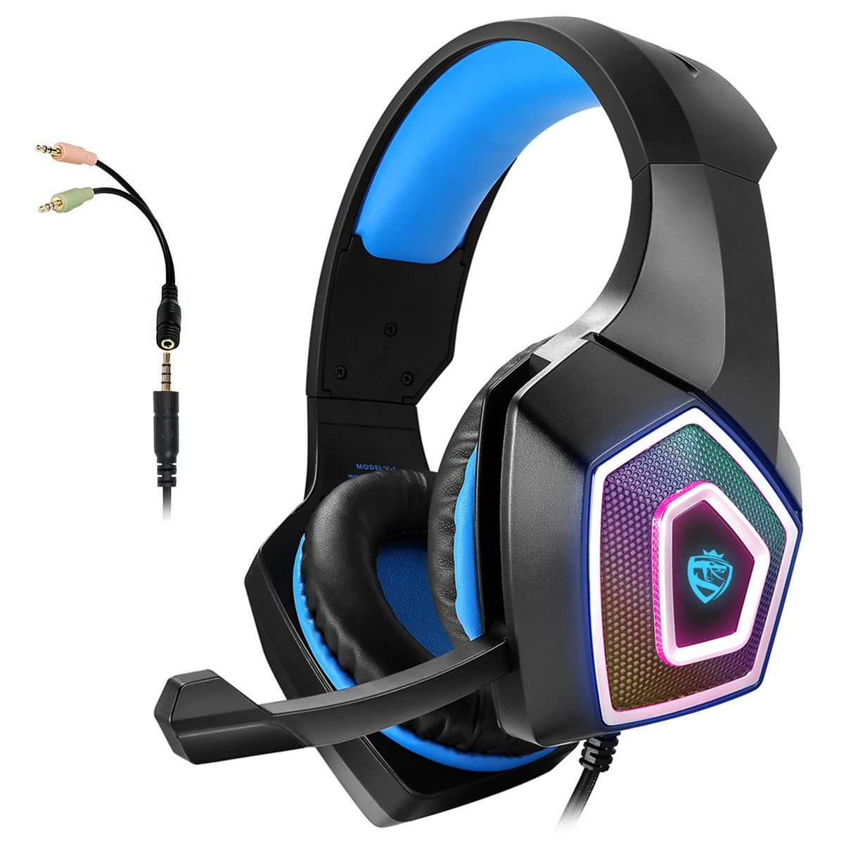 Head mounted gaming headphones colorful RGB wired computer game controller Black Blue Wired Headphones Best Selling