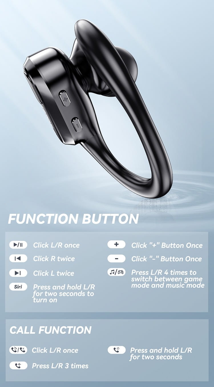 XT80 over the ear wireless Bluetooth earphones with ultra long battery life sports noise reduction TWS