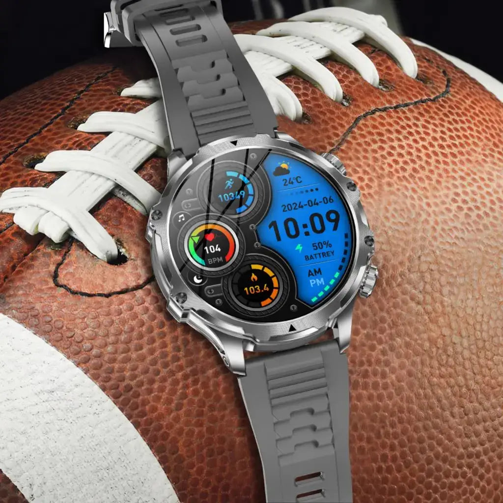 AK75 Smart Watch Flashlight Men Outdoors Sports Fitness Tracker 700mah Large Battery BT Calling LED Light Smartwatch