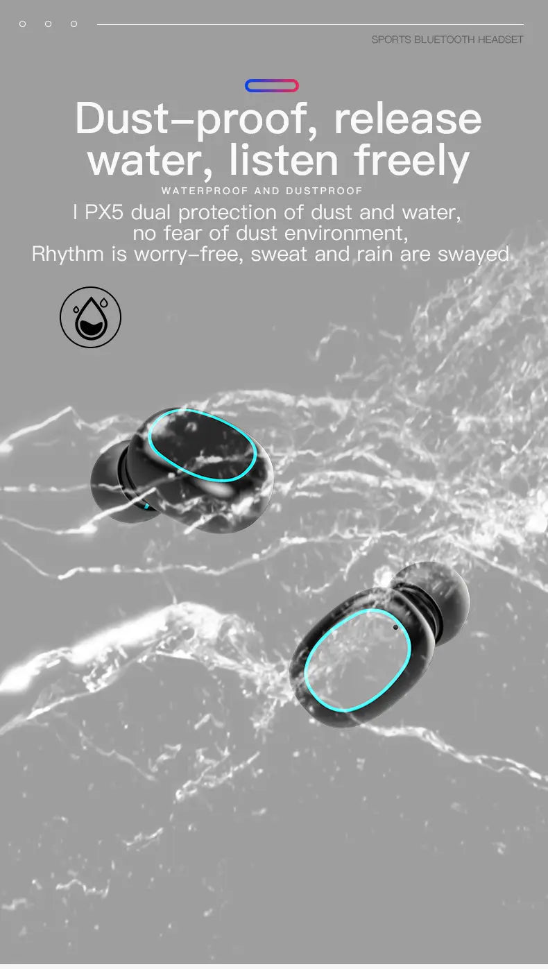 N21 wireless Bluetooth headset pull tube touch LED display binaural in ear mini sports universal