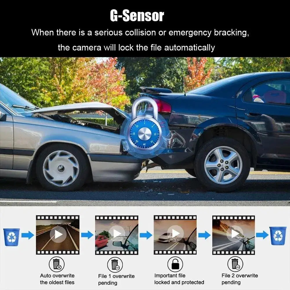 1080P Dual Lens Car DVR Dash Cam Video Recorder G-Sensor