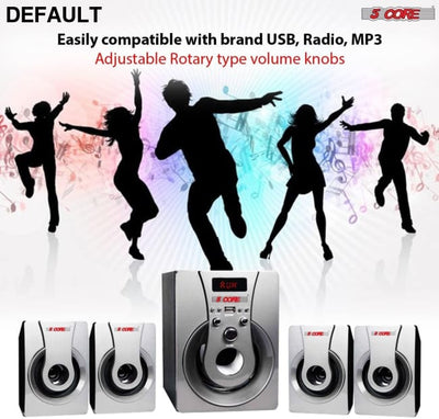 ’8’’ 4.1 Channel Bluetooth Set Silver Home Theater Speakers