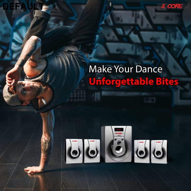 8 4.1 Channel Bluetooth Set with High Quality Balanced Sound Silver Home Theater Speakers