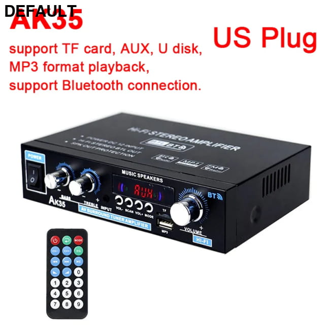 800W Home Car Amplifiers 2 Channel bluetooth 5.0 Stereo AK35 US plug Power