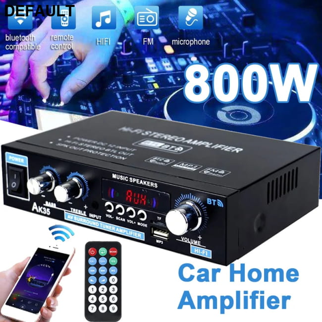 800W Home Car Amplifiers 2 Channel bluetooth 5.0 Stereo Power