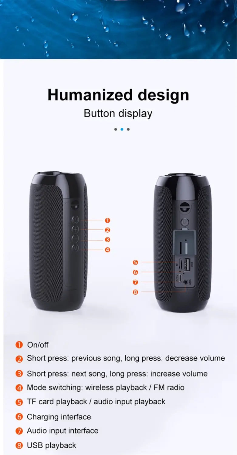 Support FM Bluetooth Speaker Portable Wireless Speakers Subwoofer Outdoor Waterproof Loudspeaker Stereo Surround TF