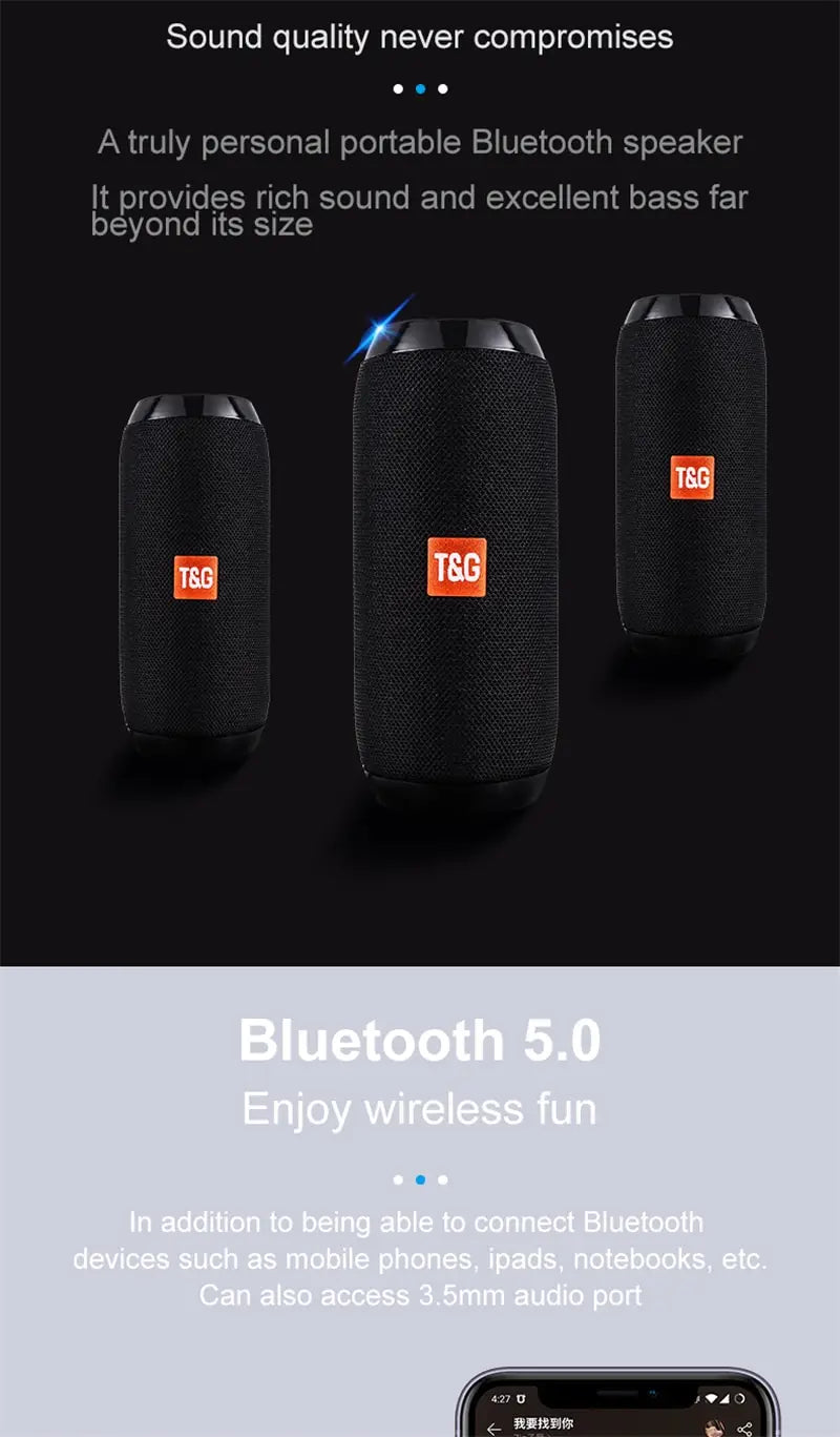 Support FM Bluetooth Speaker Portable Wireless Speakers Subwoofer Outdoor Waterproof Loudspeaker Stereo Surround TF