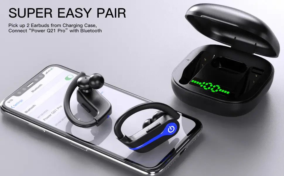 New Long Life Noise Cancelling Wireless Bluetooth Headset TWS In-Ear Q62 Sports Business