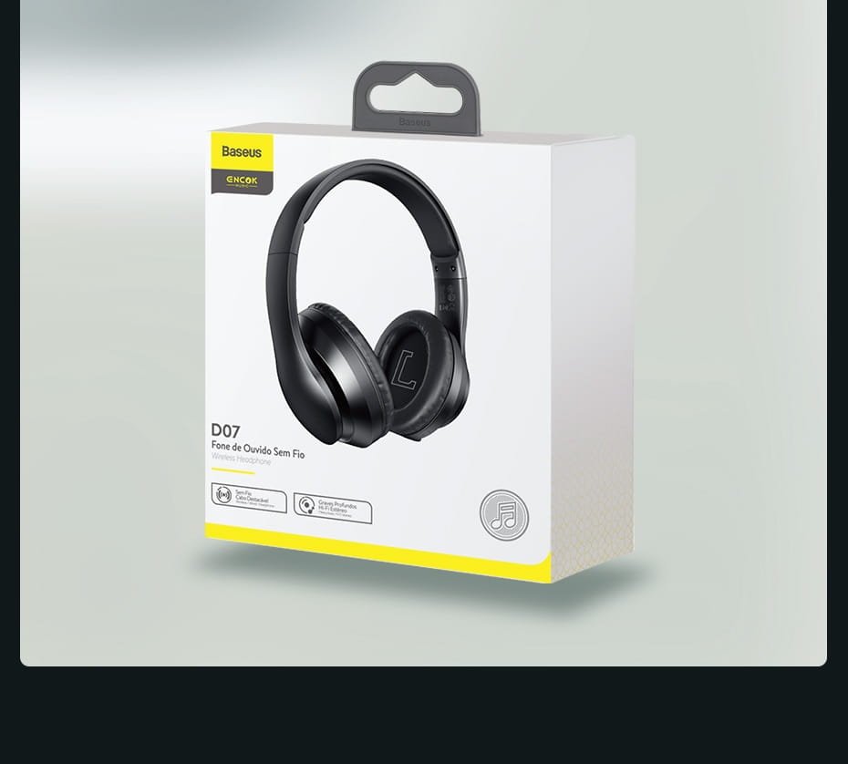 Baseus D07 Wireless Headphone Bluetooth 5.0 Earphone Handsfree Mega Bass Headset Ear HeadPhone For iPhone Xiaomi Huawei