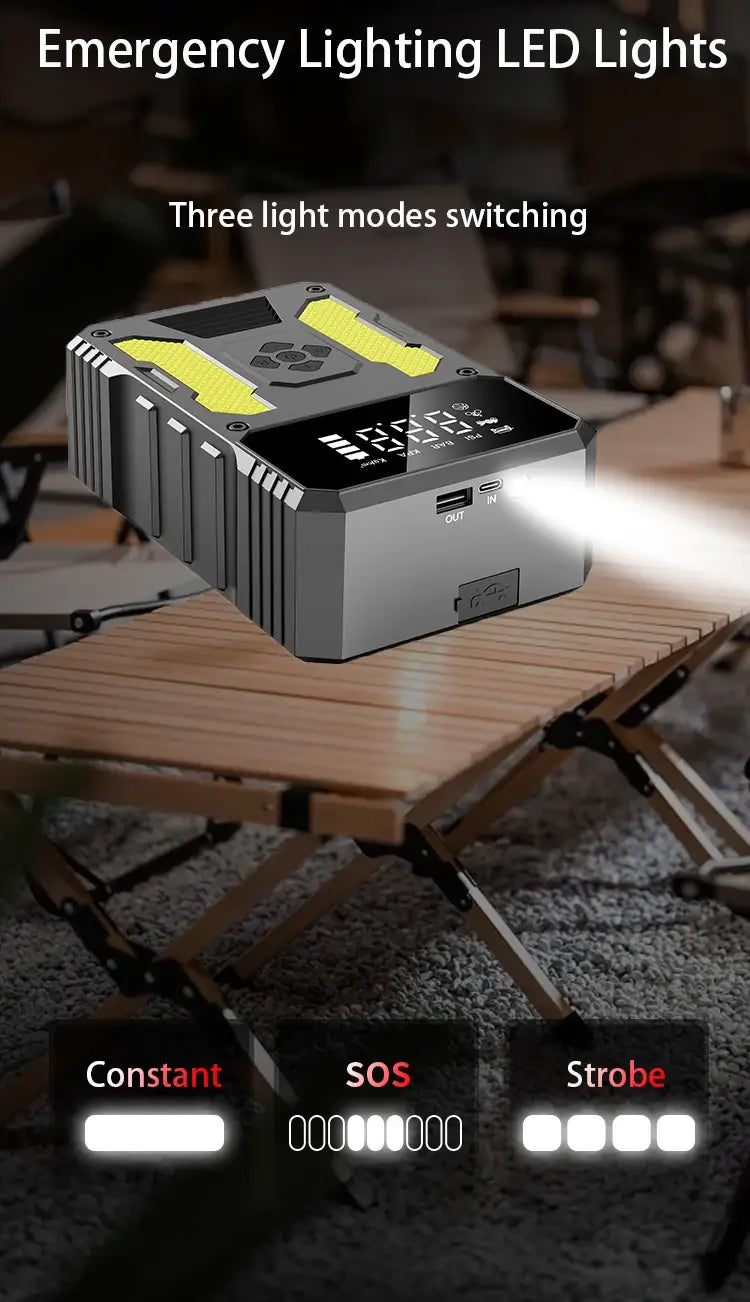 Car Jump Starter With Air Compressor Portable 12V Power Bank Battery Pack Lithium Booster