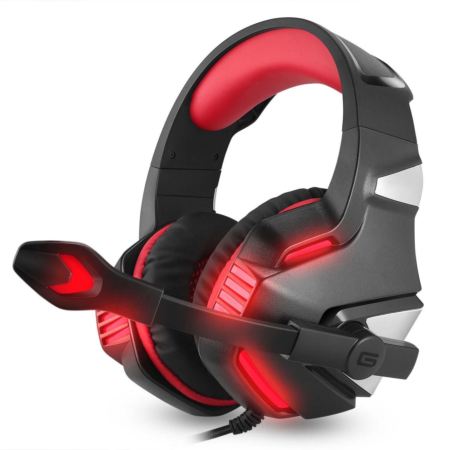 Head mounted gaming headphones RGB wired mobile phones computers subwoofers Black Red Wired Headphones Best Selling