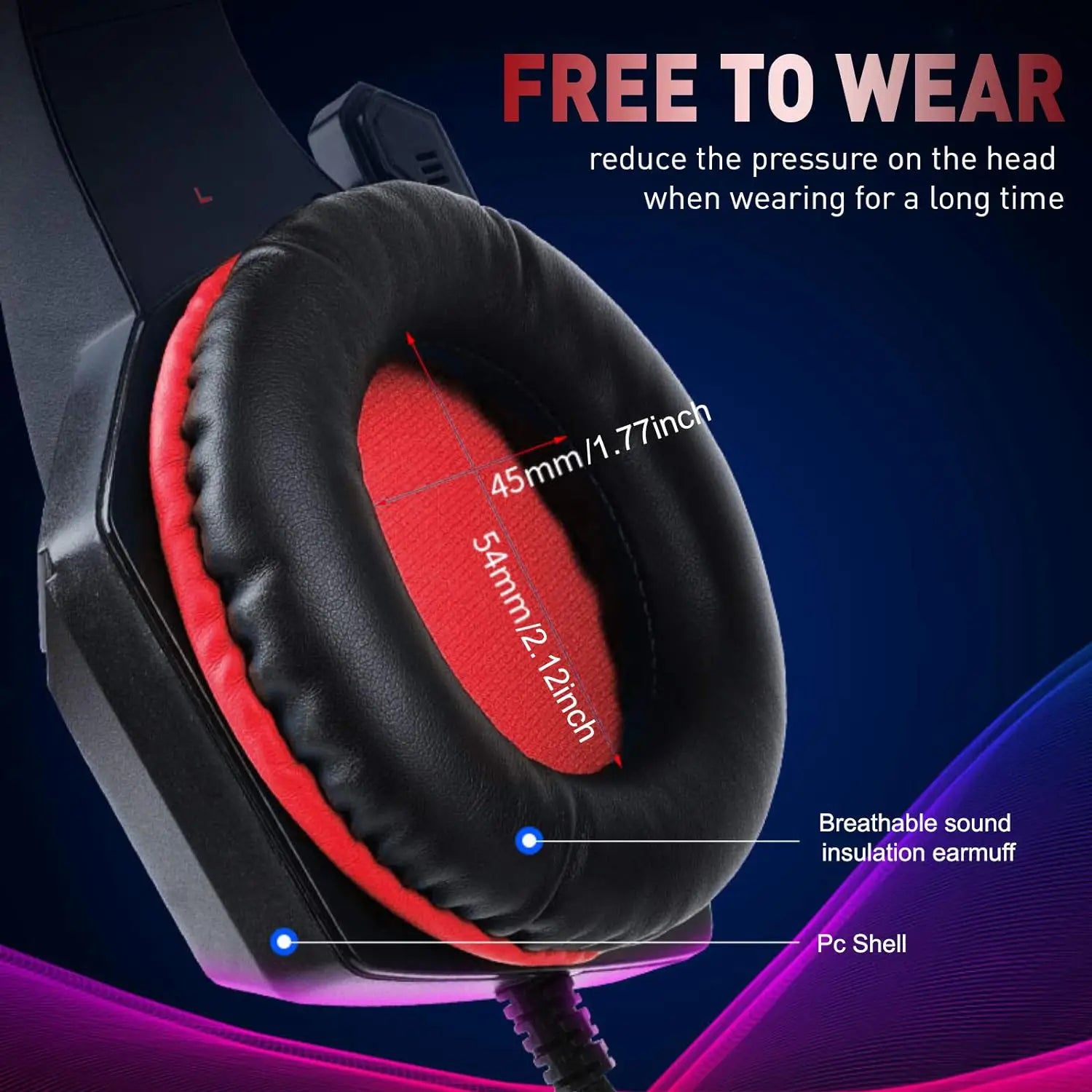 Head mounted gaming headphones colorful RGB wired computer game controller