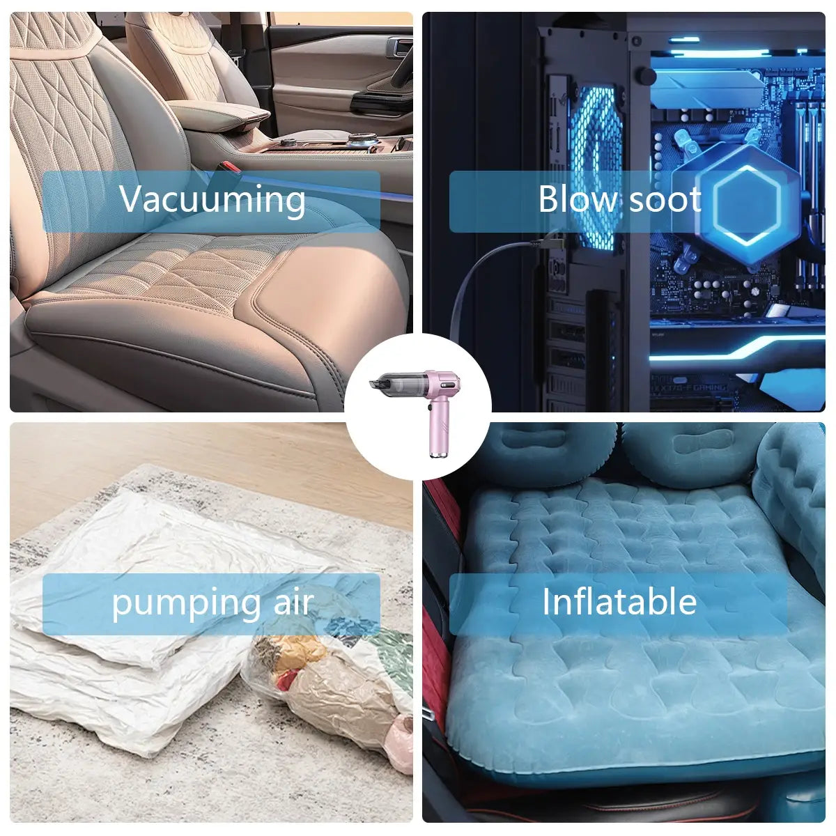Car vacuum cleaner small high suction household car portable inflatable dual-use handheld dust blower