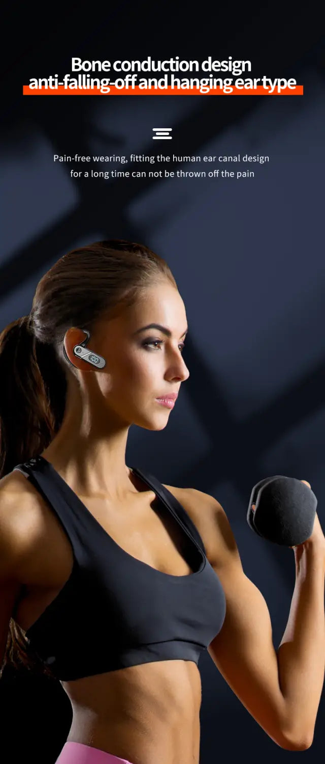 V28 Bluetooth Headset New Bone Conduction Concept Without Ear-Hook Digital Display Power Single-Ear Voice Control