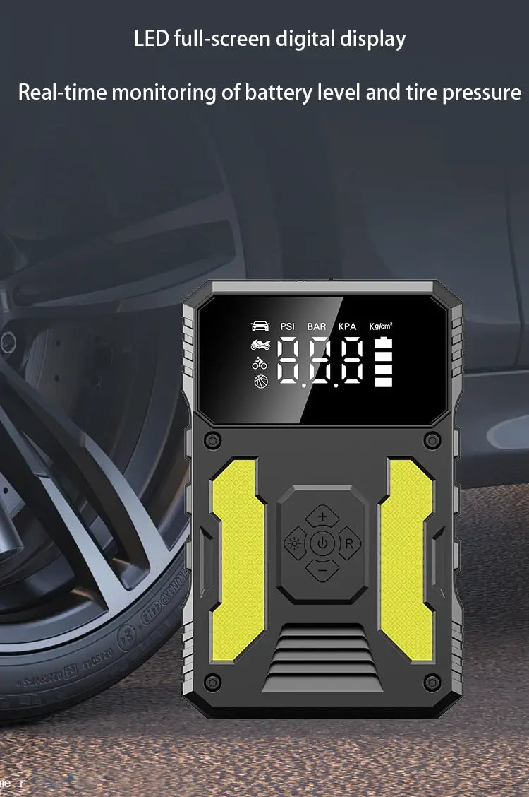 Car Jump Starter With Air Compressor Portable 12V Power Bank Battery Pack Lithium Booster