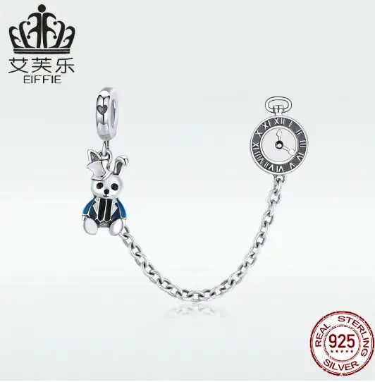 Fashion Sterling Silver S925 Safety Chain DIY Bracelet Accessories Rabbit Jewelry