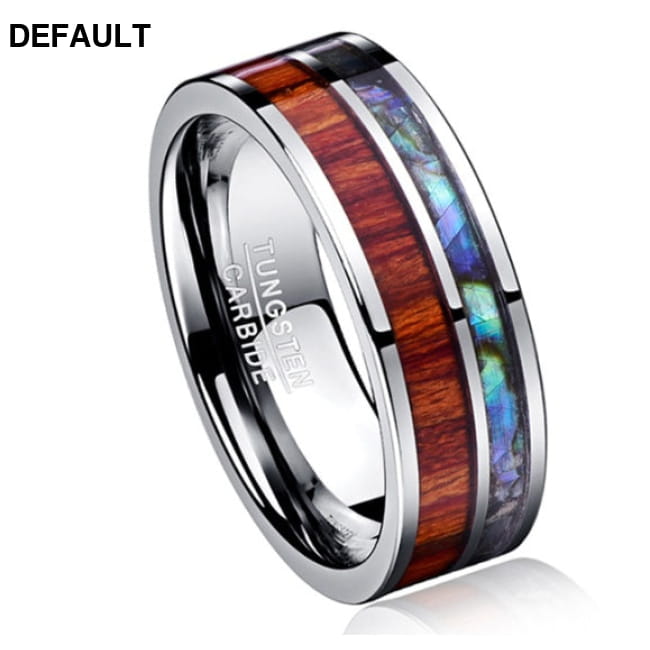 8MM wide tungsten steel ring with polished wood grain men’s Men Rings
