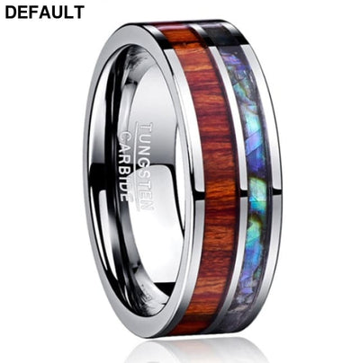 8MM wide tungsten steel ring with polished wood grain men’s wedding rings Men Rings