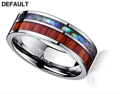 8MM wide tungsten steel ring with polished wood grain men’s wedding rings Men Rings