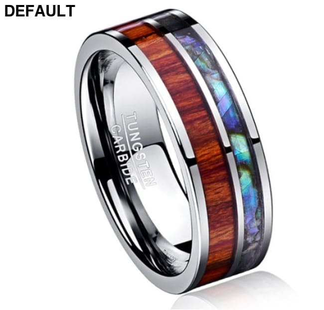 8MM wide tungsten steel ring with polished wood grain men’s wedding rings Men Rings