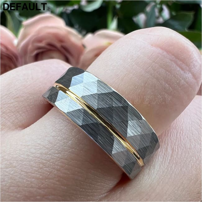 8mm Women Wedding Ring Tungsten Carbide Engagement Band Fashion Jewelry Hammered Brushed Finish Grooved Comfort Fit