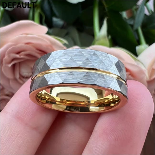 8mm Women Wedding Ring Tungsten Carbide Engagement Band Fashion Jewelry Hammered Brushed Finish Grooved Comfort Fit