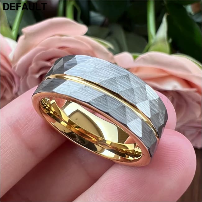 8mm Women Wedding Ring Tungsten Carbide Engagement Band Fashion Jewelry Hammered Brushed Finish Grooved Comfort Fit