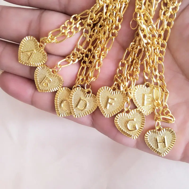 Initial Letter Anklet Gold Color Heart Pendant Foot Bracelets Women