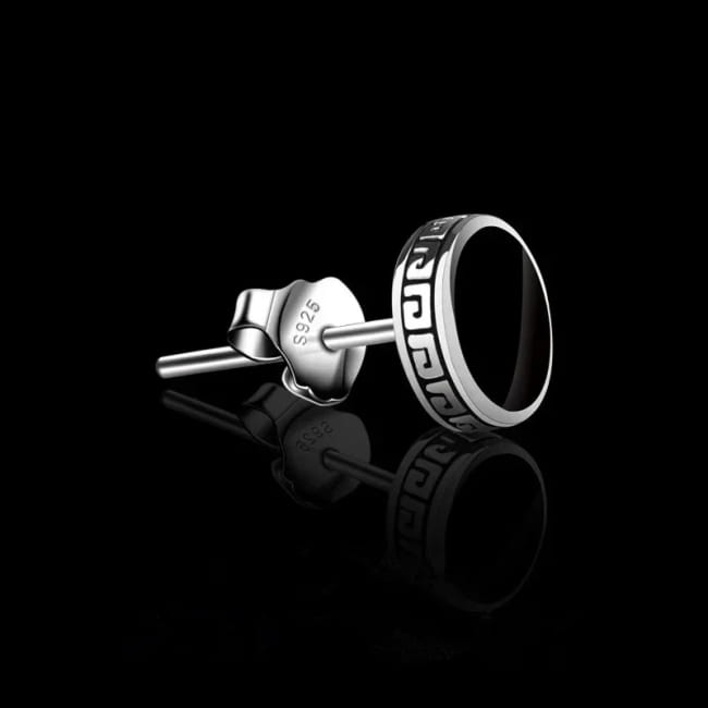 925 Silver Earrings Men Black Circle Single Simple Luxury 1 One Best Selling Products