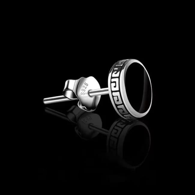 925 Silver Earrings Men Black Circle Single Simple Luxury Best Selling Products